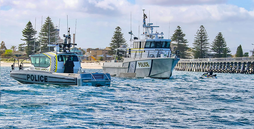 SAPOL vessels on patrol at Semaphore