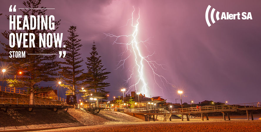 Alert SA on a storm image with lightning